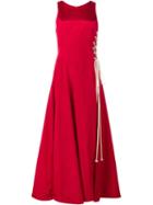 Natasha Zinko Sleeveless Lace-up Maxi Dress, Women's, Size: 34, Red, Cotton/acetate