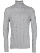 Eleventy Cable Knit Turtleneck Sweater - Grey
