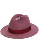 Borsalino Bow Appliqué Hat - Pink & Purple