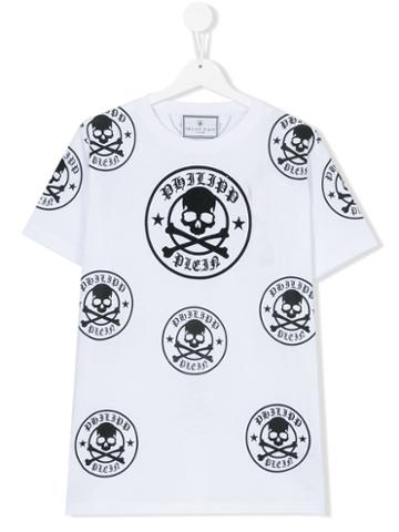 Philipp Plein Junior - Skull Print T-shirt - Kids - Cotton - 14 Yrs, White