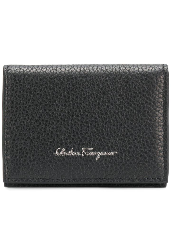 Salvatore Ferragamo Textured Logo Wallet - Black