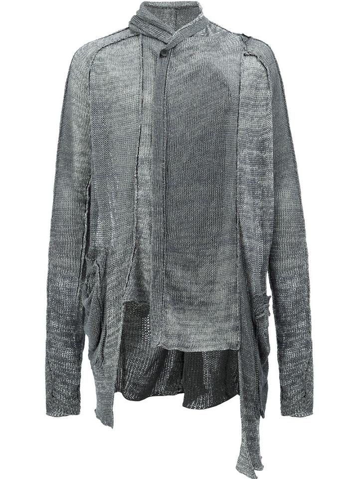 Masnada Draped Neck Asymmetric Cardigan, Men's, Size: Medium, Grey, Linen/flax/viscose