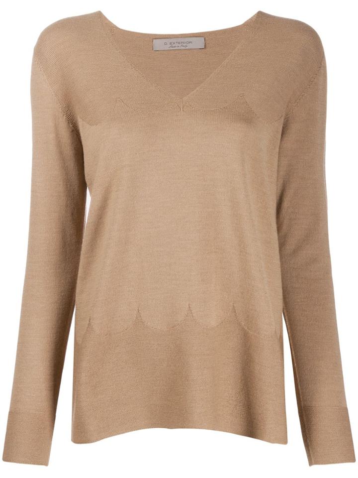 D.exterior V-neck Knitted Jumper - Brown