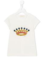Monnalisa Embellished Crown T-shirt, Girl's, Size: 7 Yrs, White