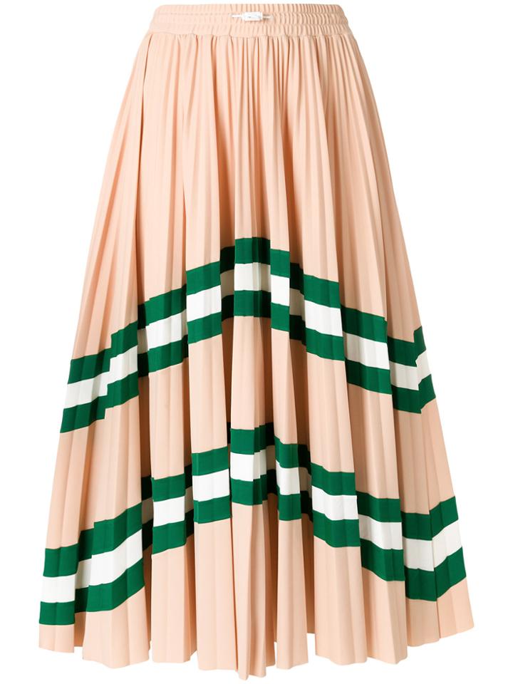 Valentino Vltn Patterned Pleated Midi Skirt - Nude & Neutrals
