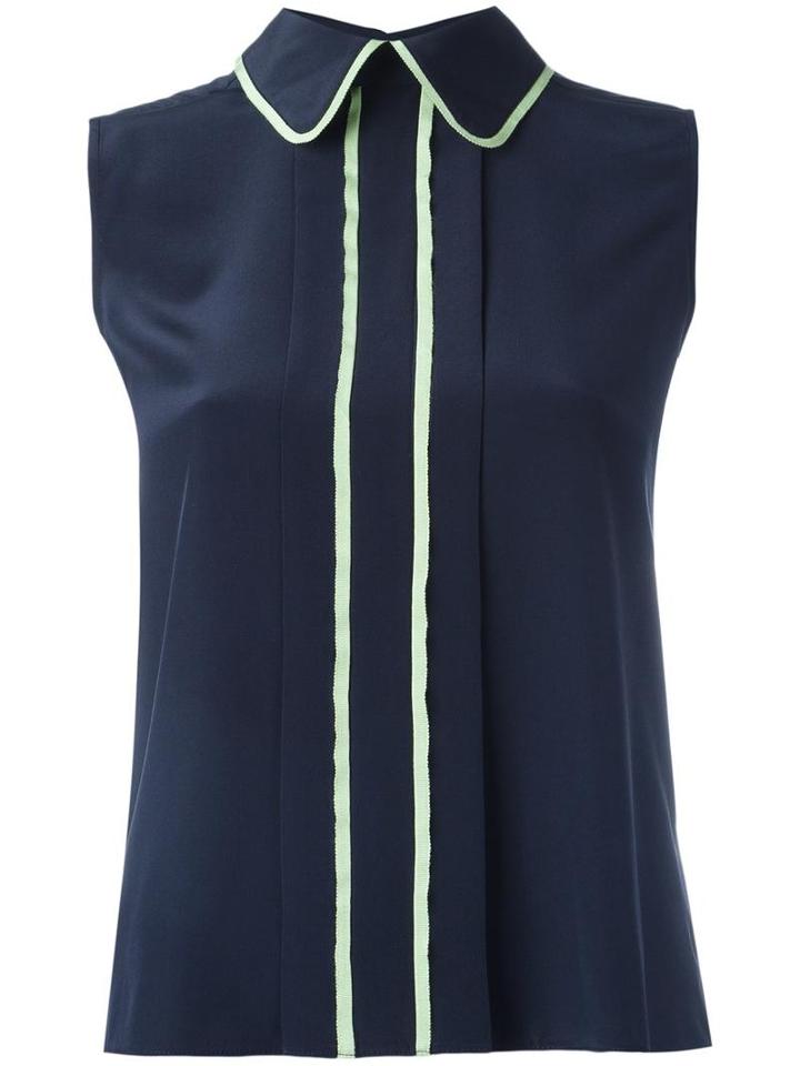 Emporio Armani Back Button Blouse, Women's, Size: 42, Blue, Silk/viscose