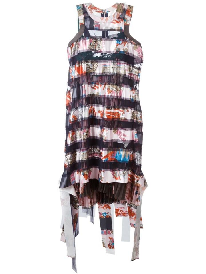 Sacai Scarf Print Transparent Panel Dress