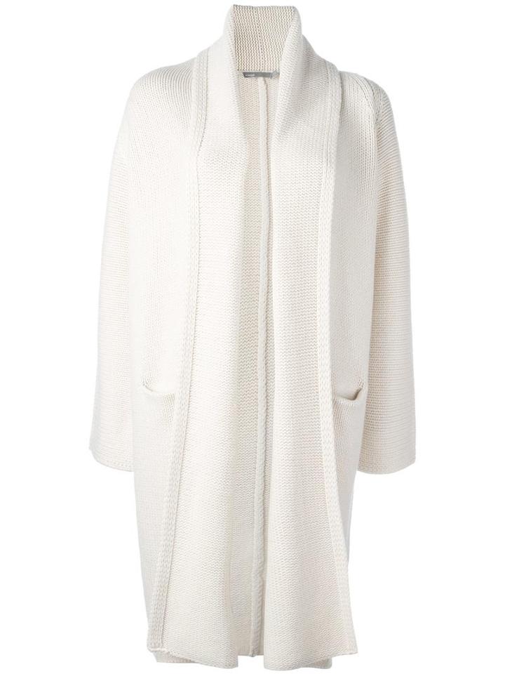 Vince Long Knitted Cardigan, Women's, Size: Medium, White, Wool/yak