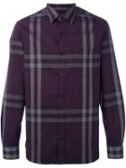 Burberry Checked Shirt, Men's, Size: Xxl, Pink/purple, Cotton/polyamide/spandex/elastane