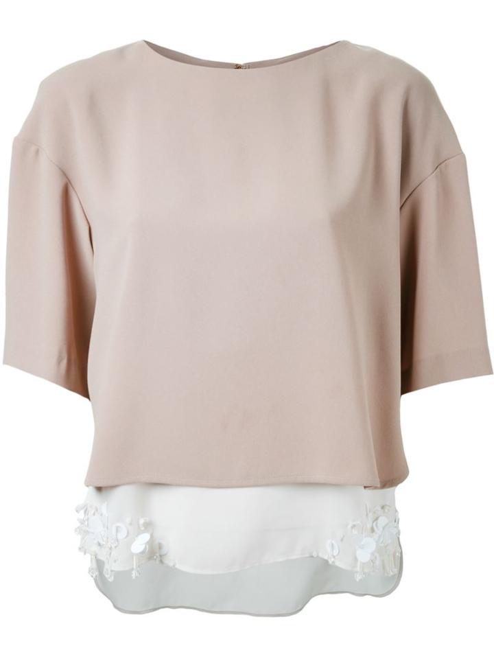 Muveil Embellished Hem Top, Women's, Size: 36, Nude/neutrals, Cupro/polyester