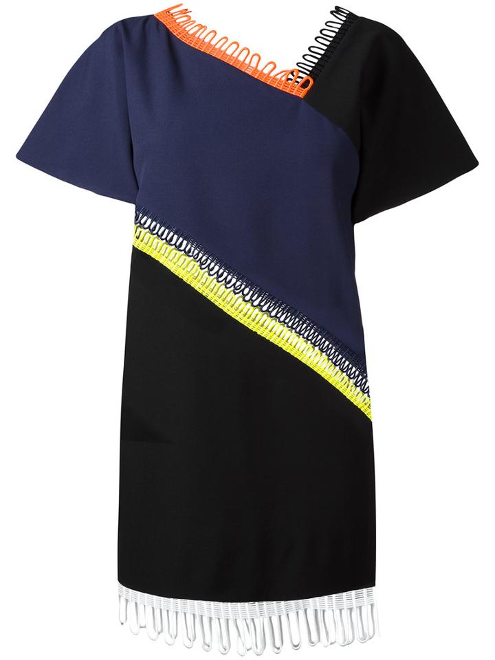 Christopher Kane Loop Trim Short Sleeve Dress, Women's, Size: 40, Acetate/viscose