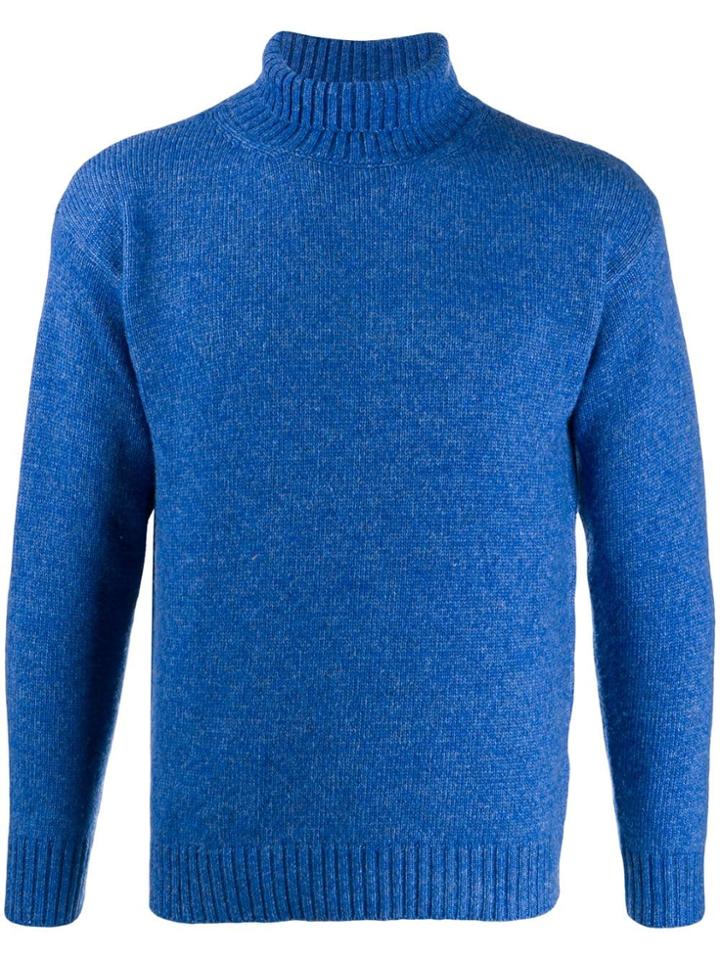 Laneus Slim-fit Roll-neck Jumper - Blue