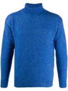 Laneus Slim-fit Roll-neck Jumper - Blue