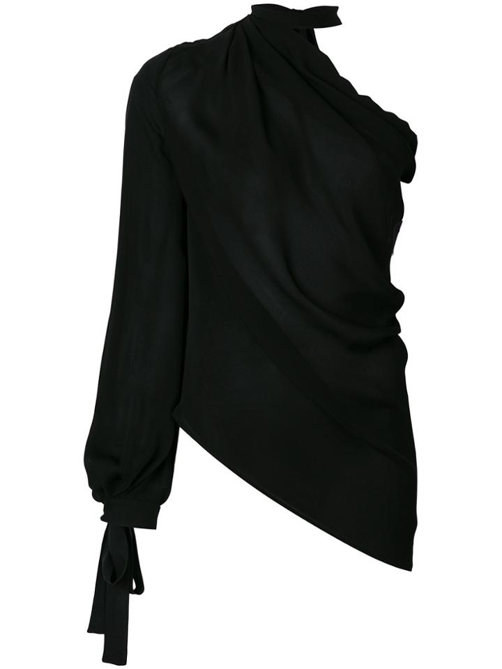 Plein Sud One Shoulder Draped Blouse - Black
