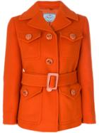 Prada Belted Single Breasted Jacket - Yellow & Orange