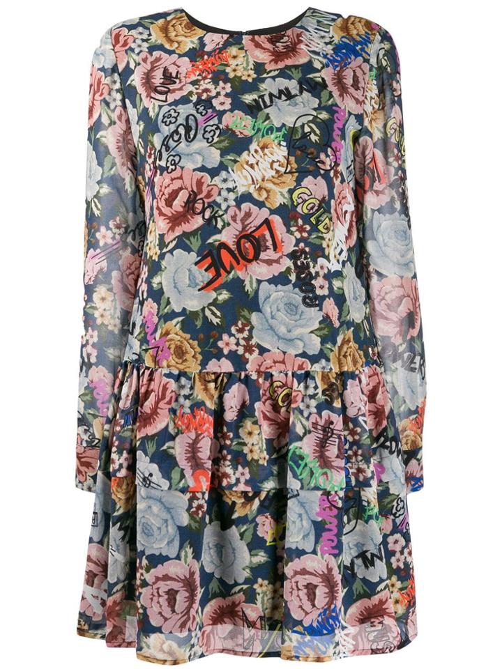 Twin-set Graffiti Flower Dress - Blue