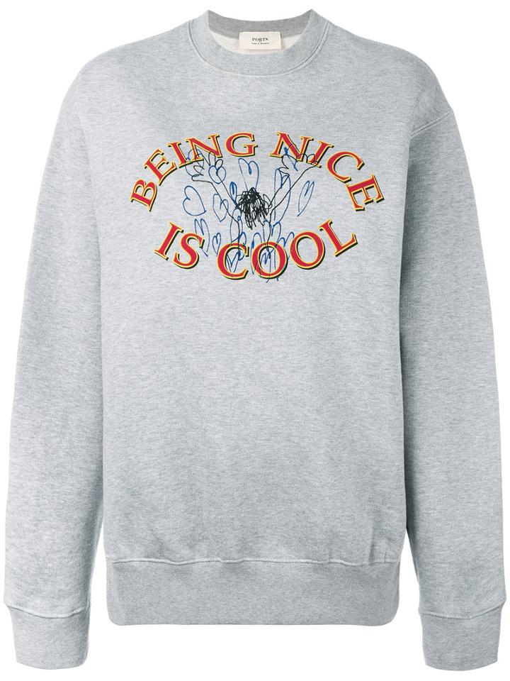 Ports 1961 'being Nice' Print Sweatshirt, Size: Medium, Grey, Cotton