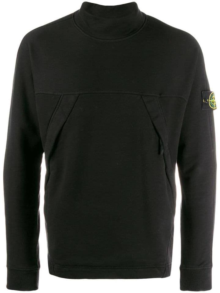 Stone Island Logo Roll Neck Jumper - Black