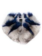 Mr & Mrs Italy Striped Fur Scarf - Grey