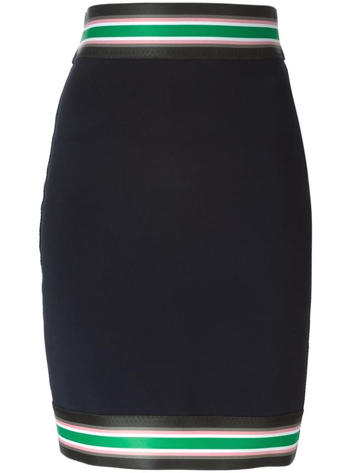 Christopher Kane Stretch Stripe Pencil Skirt, Women's, Size: 6, Blue, Viscose/polyamide/spandex/elastane/rubber