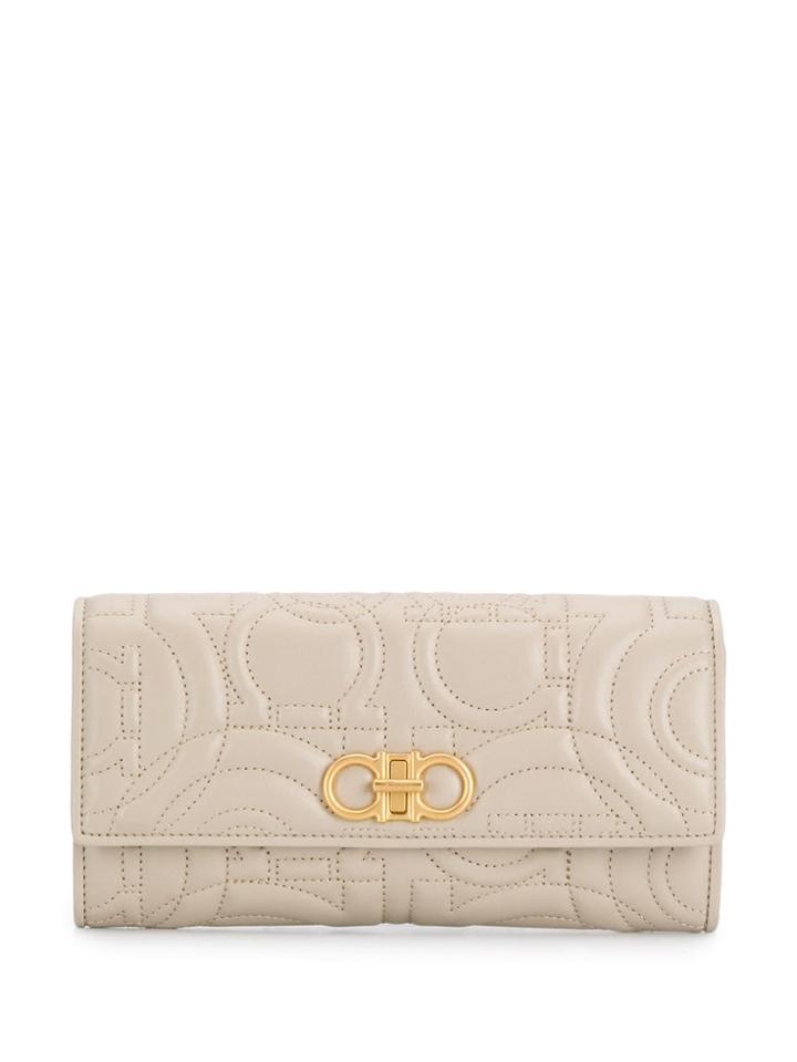 Salvatore Ferragamo Flap Logo Wallet - Neutrals