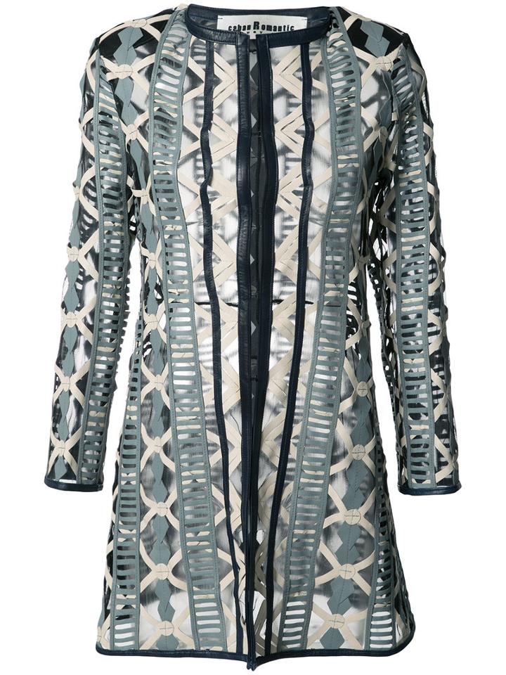 Caban Romantic - Long Ladder Jacket - Women - Leather/polyimide - 40, Blue, Leather/polyimide