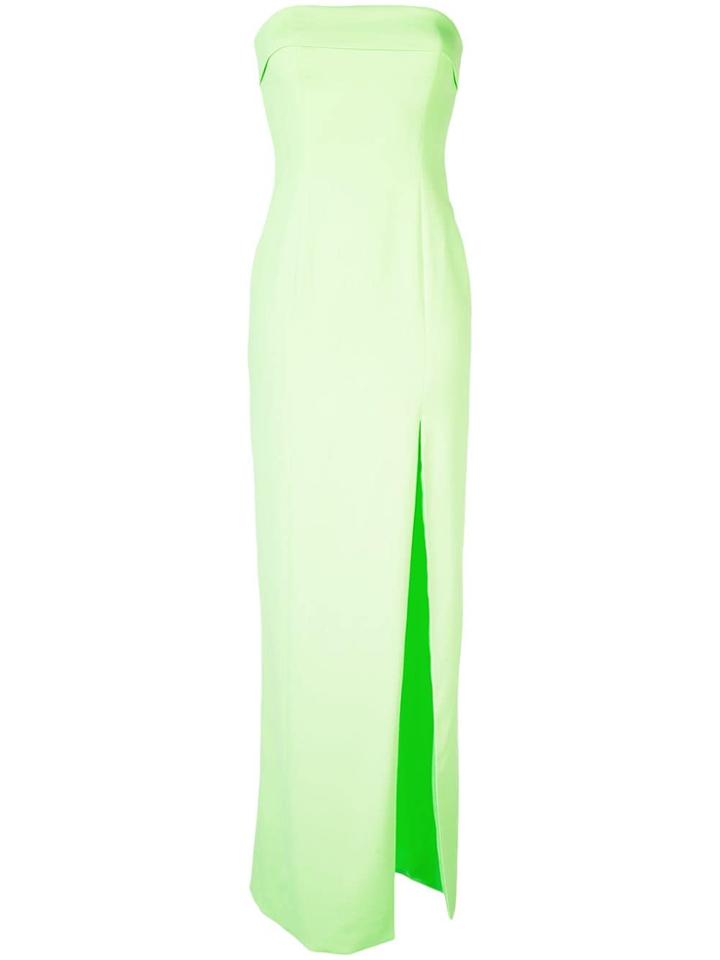 Jay Godfrey Strapless Side Slit Gown - Green
