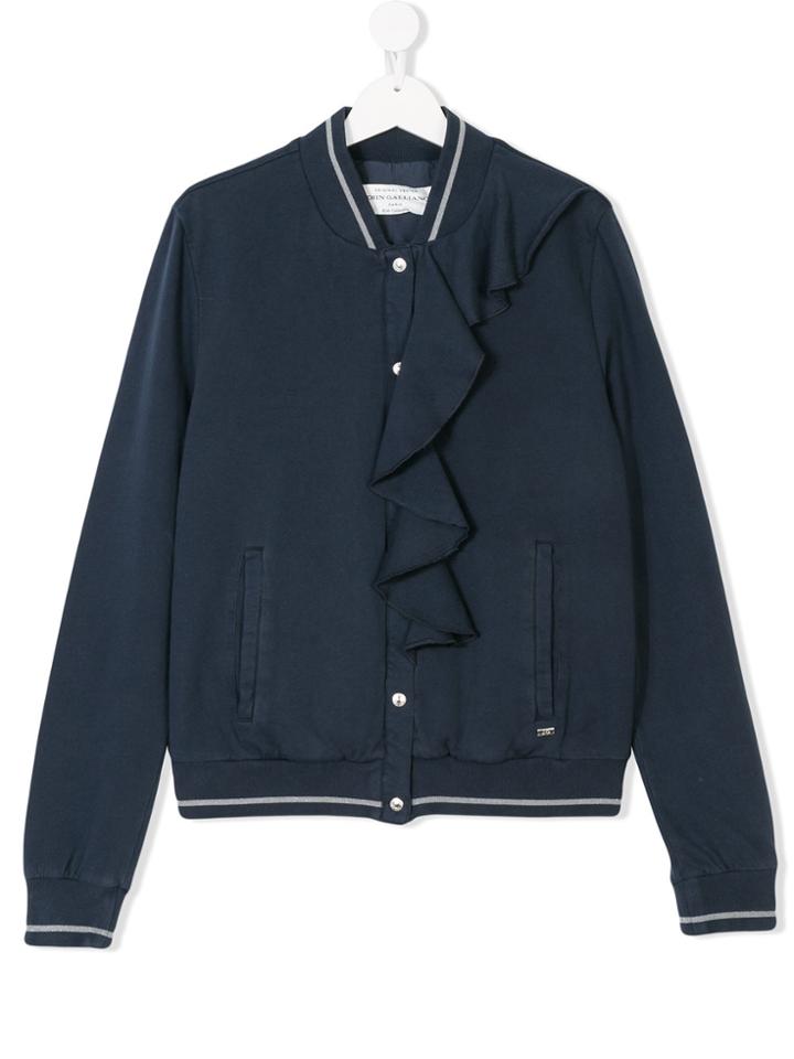 John Galliano Kids Teen Ruffle Detail Bomber Jacket - Blue