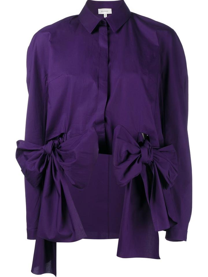 Delpozo Double Bow Shirt, Women's, Size: 34, Pink/purple, Cotton