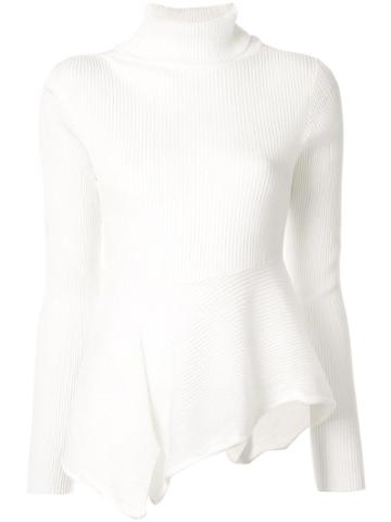 Shanshan Ruan Ribbed Asymmetric Top - White