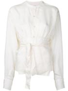 Ms Min - Tie Fastening Blouse - Women - Cupro - 4, White, Cupro