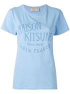 Maison Kitsuné Logo Print T-shirt, Women's, Size: Xs, Blue, Cotton