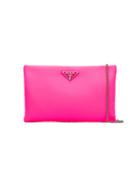 Prada Fluorescent Pink Clutch Bag With Chain - Pink & Purple