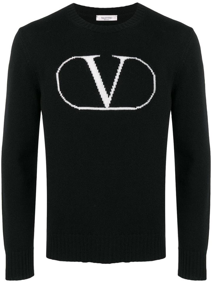Valentino Intarsia Logo Sweater - Black