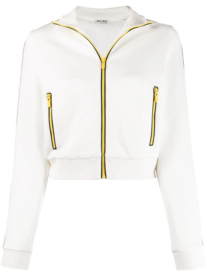 Miu Miu Zipped Side Stripe Track Jacket - White