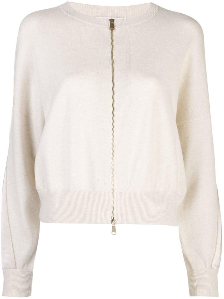 Brunello Cucinelli Zip Knitted Cardigan - Neutrals