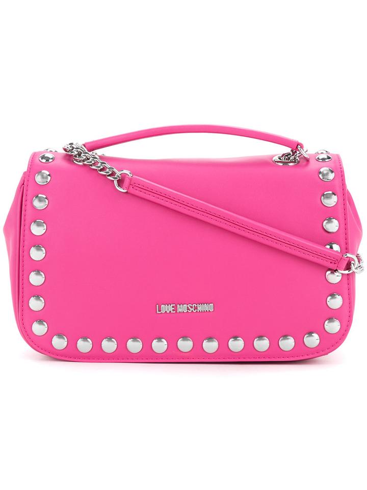 Love Moschino - Studded Shoulder Bag - Women - Polyurethane - One Size, Pink/purple, Polyurethane