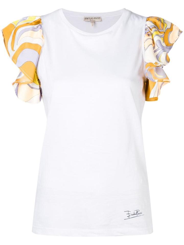 Emilio Pucci White Frill Sleeve T-shirt