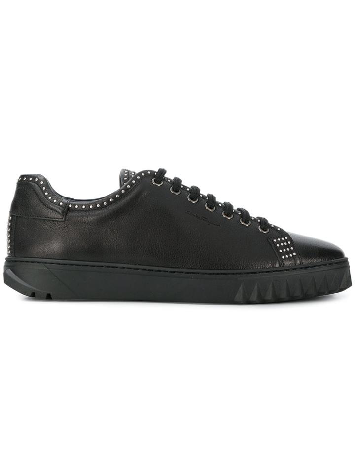 Salvatore Ferragamo Studded Lace-up Sneakers - Black