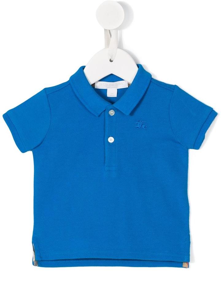 Burberry Kids - Check Trim Classic Polo Shirt - Kids - Cotton - 12 Mth, Blue