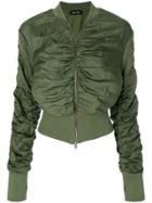 Andrea Ya'aqov Cropped Gathered Bomber Jacket - Green