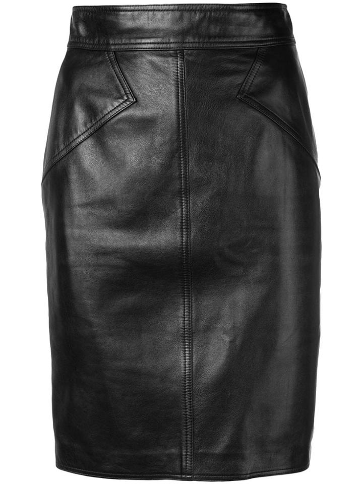 Alaïa Vintage 1980 Leather Pencil Skirt - Black