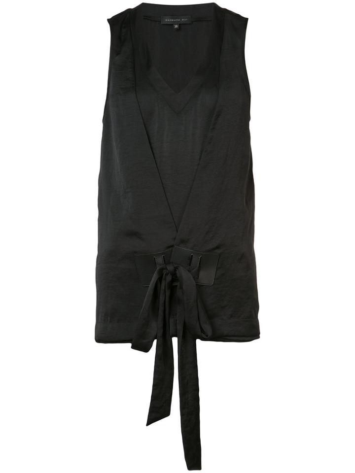 Barbara Bui - Tie Front Tank - Women - Polyester - 40, Black, Polyester