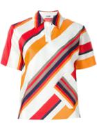 Msgm Striped Boxy Polo Shirt, Women's, Size: 44, Silk/linen/flax/polyester