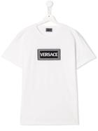 Young Versace Teen Rectangular Logo T-shirt - White