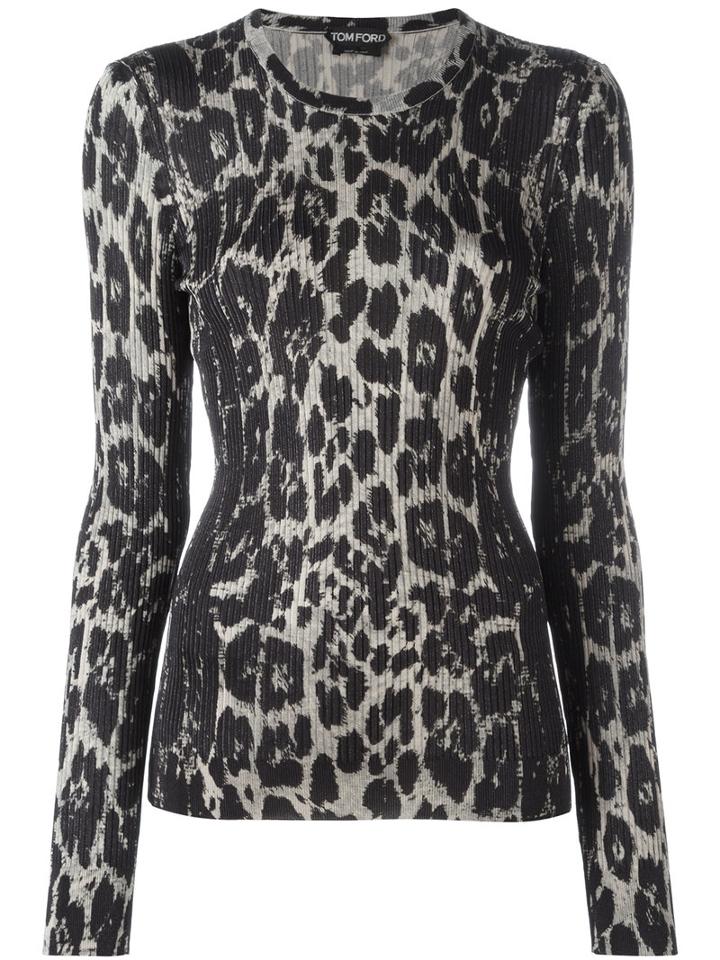 Tom Ford Animal Pattern Jumper, Women's, Size: Medium, Black, Silk