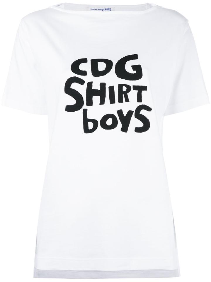 Comme Des Garçons Shirt Slogan T-shirt, Women's, Size: Large, White, Cotton