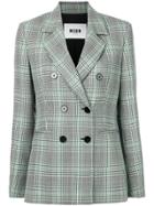 Msgm Check Double-breasted Blazer - Green