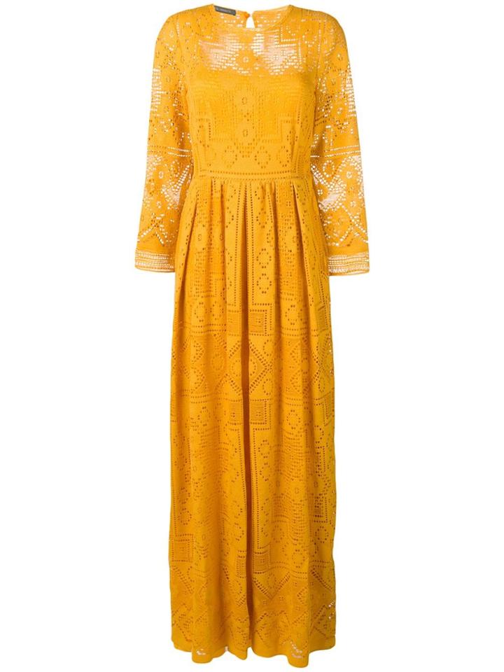Alberta Ferretti Embroidered Maxi Dress - Yellow