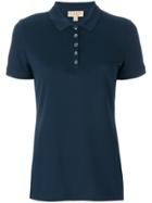 Burberry Check Trim Stretch Cotton Polo Shirt - Blue